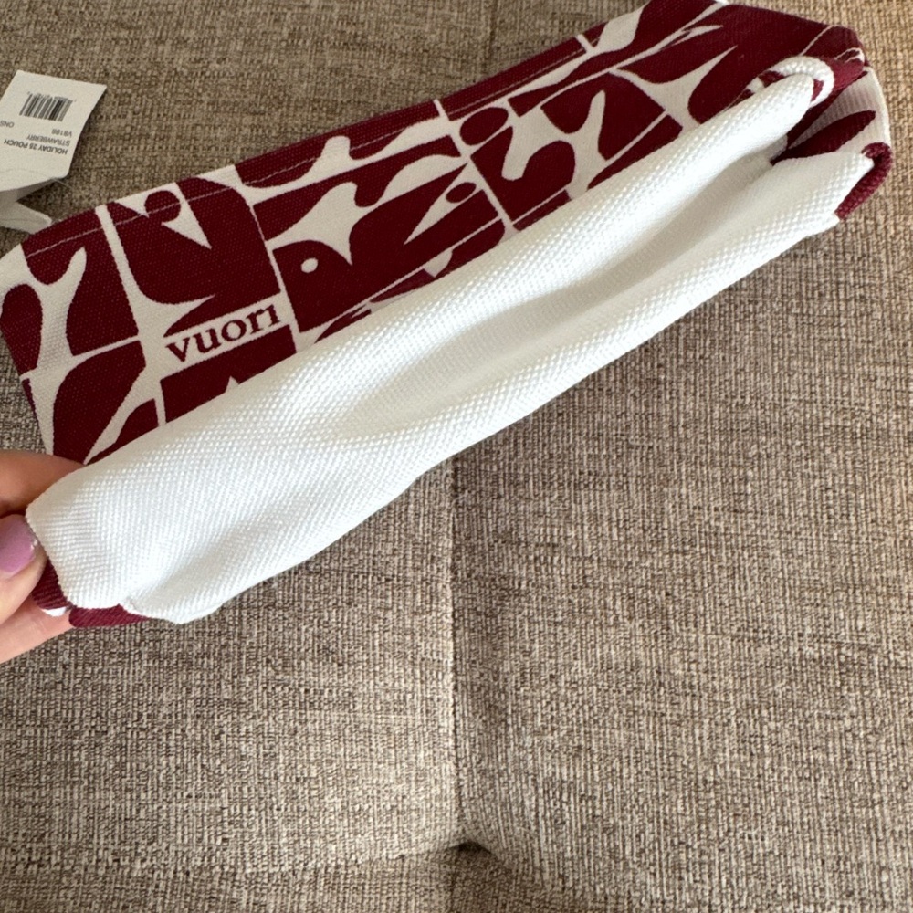 Vuori Maroon & White Patterned Canvas Pouch - Picture 4 of 6